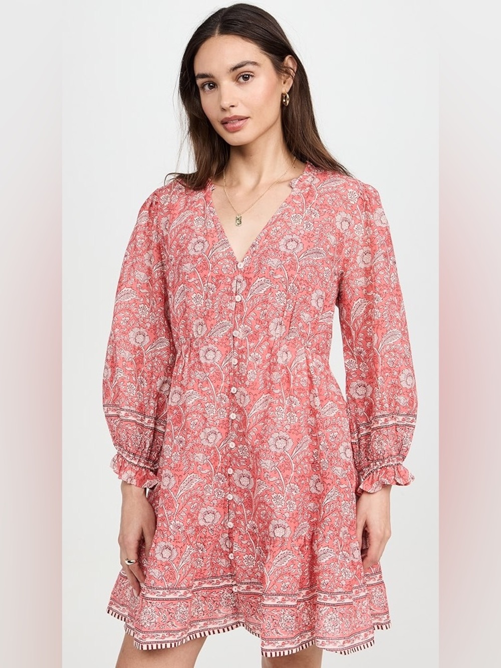 Velvet by Graham & Spencer Coral Pink Floral Mary Mini Dress size Small
